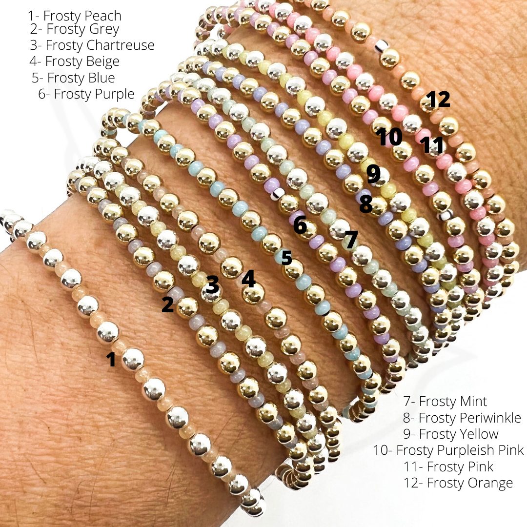 Frosty Pattern Bracelet | Pastel Beads in Gold-Filled or Sterling Silver
