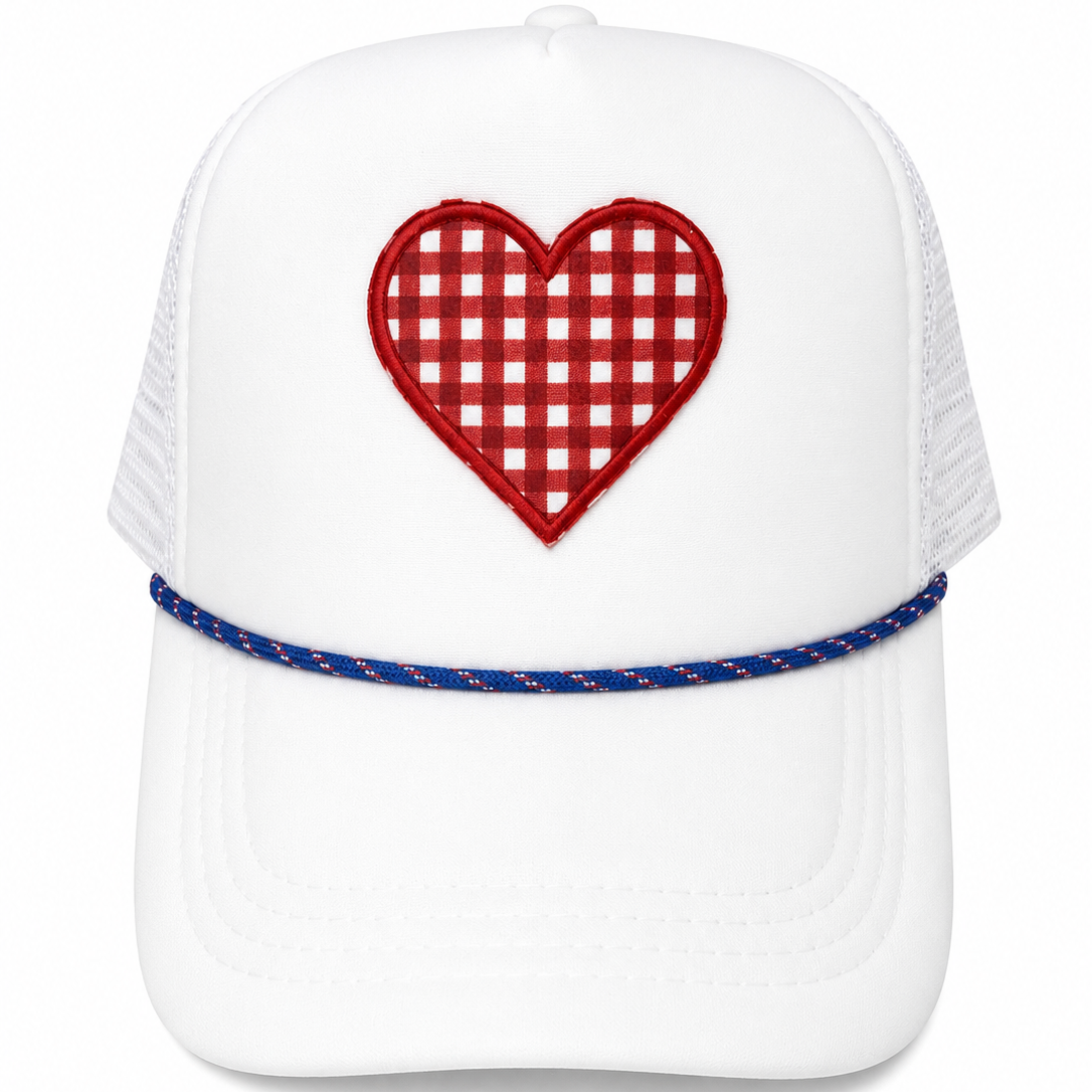 Red Gingham Heart Hat