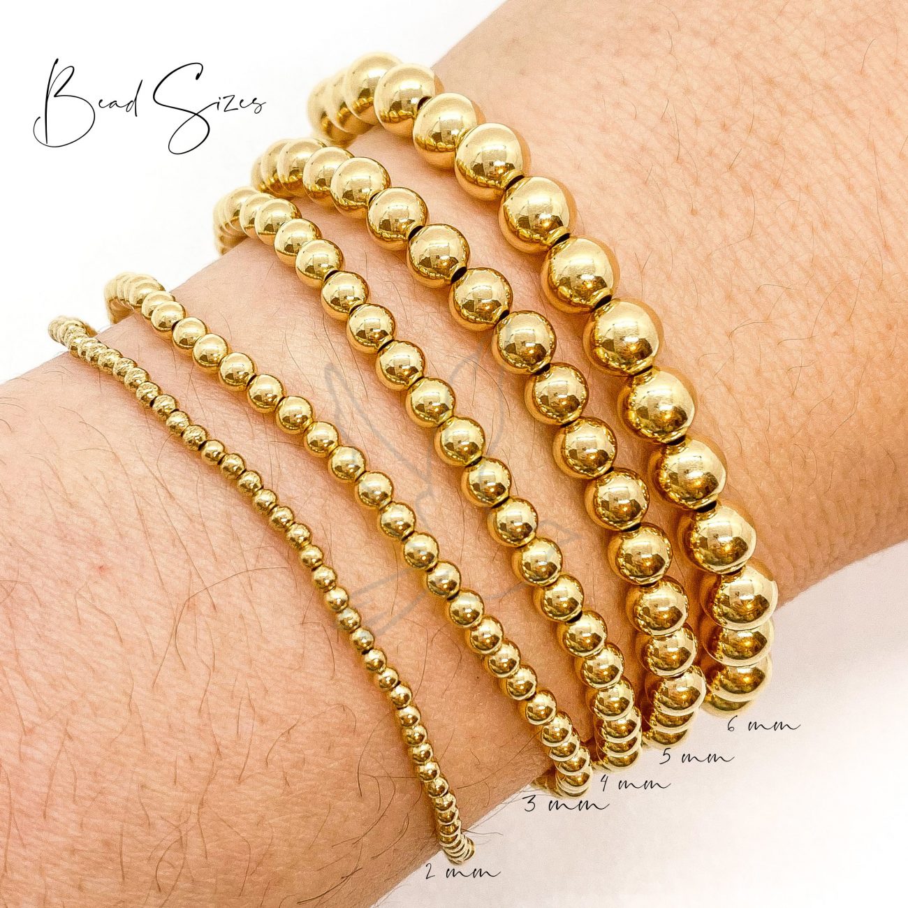 Gold-Filled Beaded Bracelet (2mm–6mm) | Stackable Singles