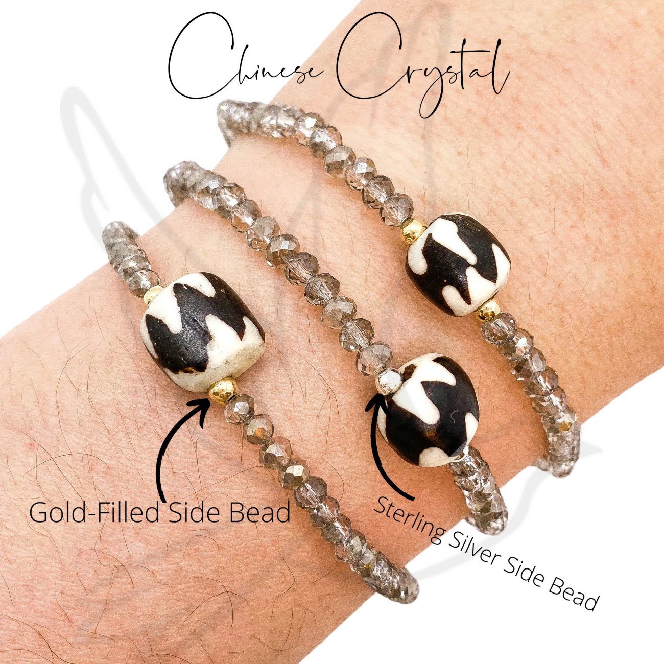 BRACELET | TRIBAL VIBE STACKER – BLACK & WHITE BEAD