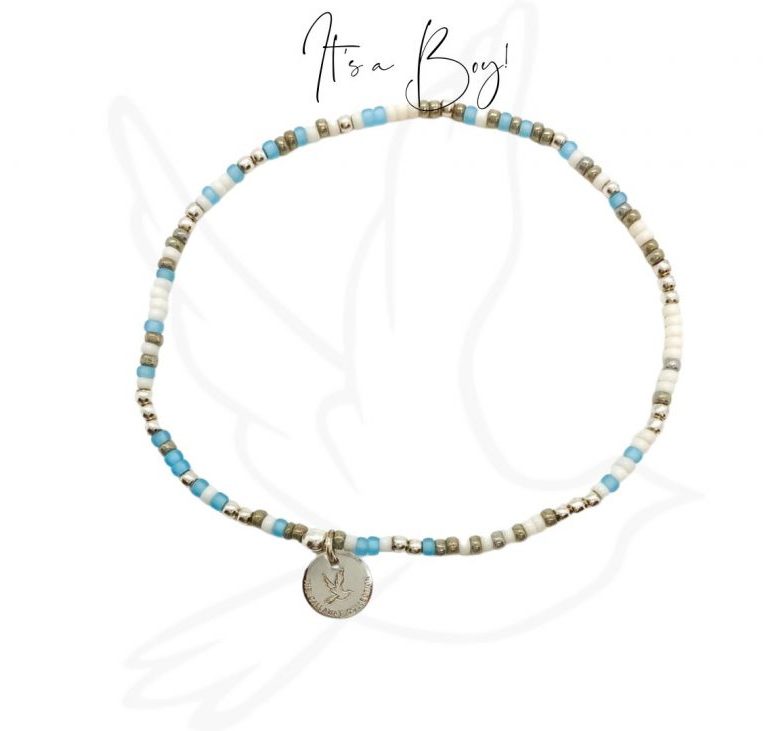 BRACELET | IT’S A BOY BLUE BEADED BABY SHOWER GIFT (GOLD OR SILVER)