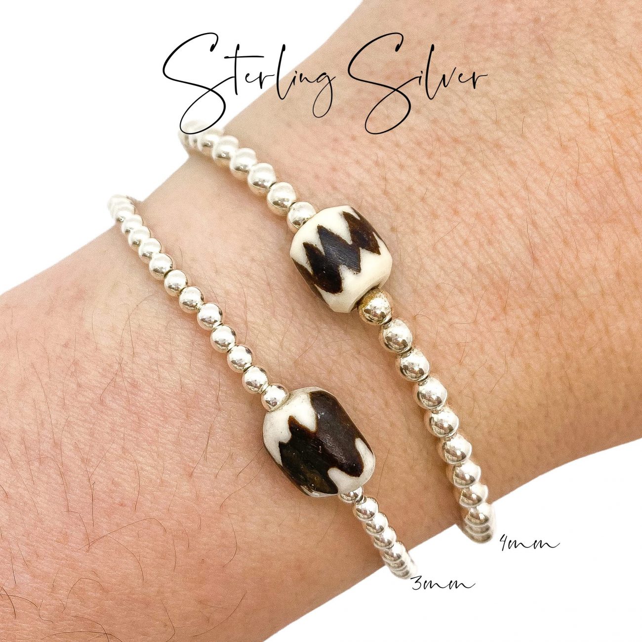 BRACELET | TRIBAL VIBE STACKER – BLACK & WHITE BEAD