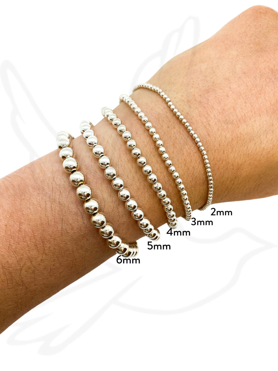 Sterling Silver Beaded Bracelet (2mm–6mm) | Stackable Singles