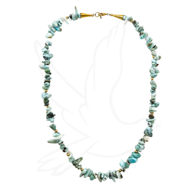 One of a Kind Larimar Chip Necklace | Custom Length | Gold-Filled or Sterling