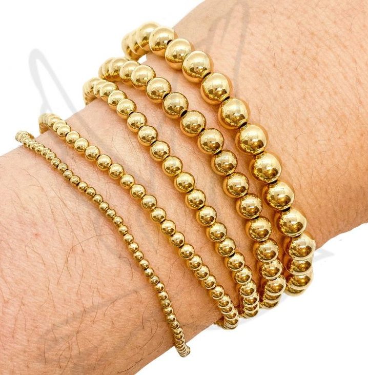 Gold-Filled Beaded Bracelet (2mm–6mm) | Stackable Singles