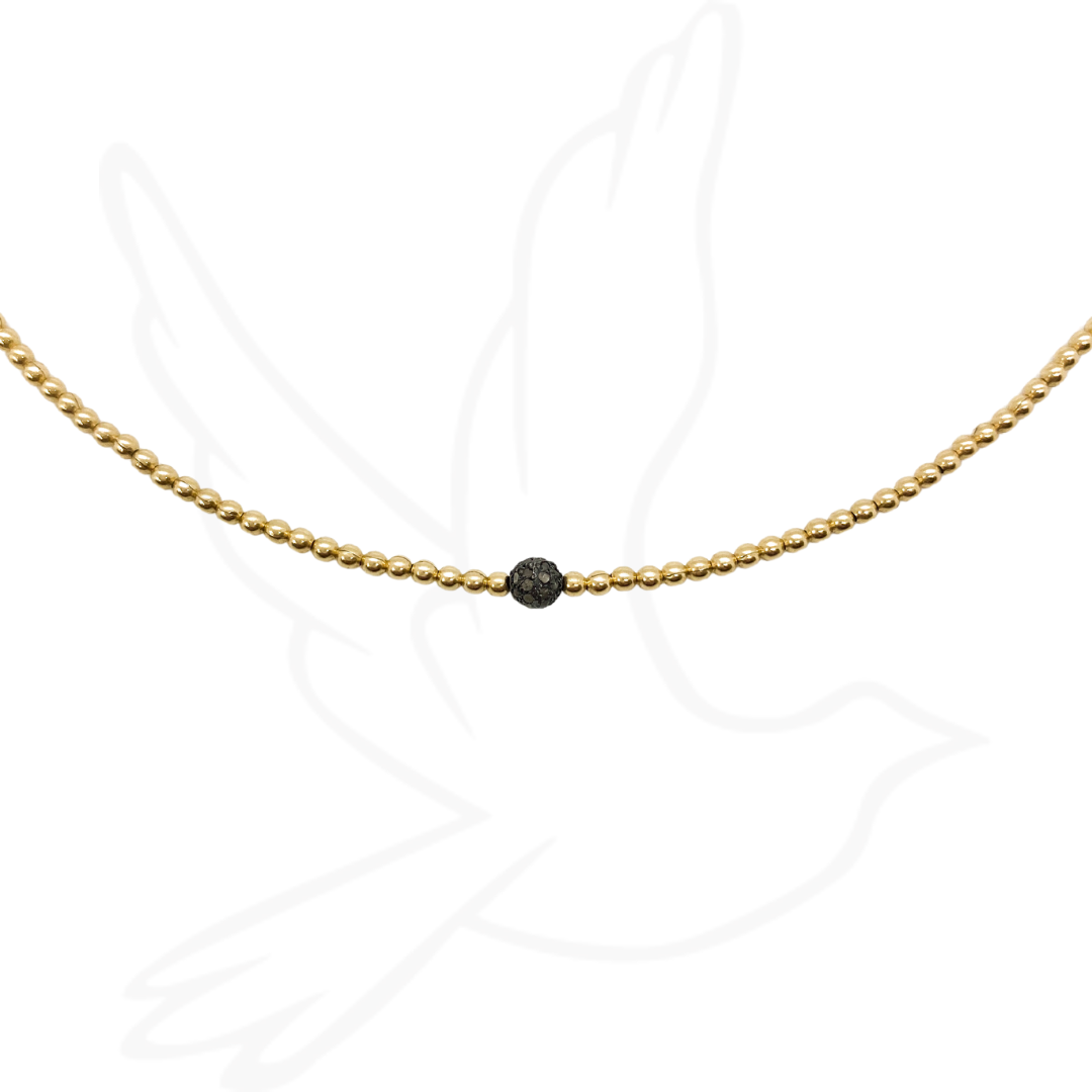 NECKLACE | THE KATIE – 4mm Pave Diamond Ball Necklace