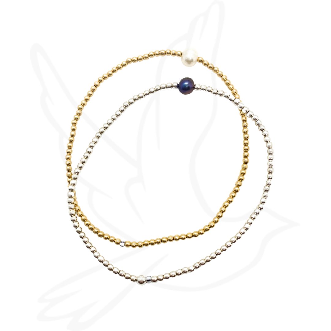 Tiny Very Pearly Bracelet – Delicate Freshwater Pearl Stack (Gold or Silver)