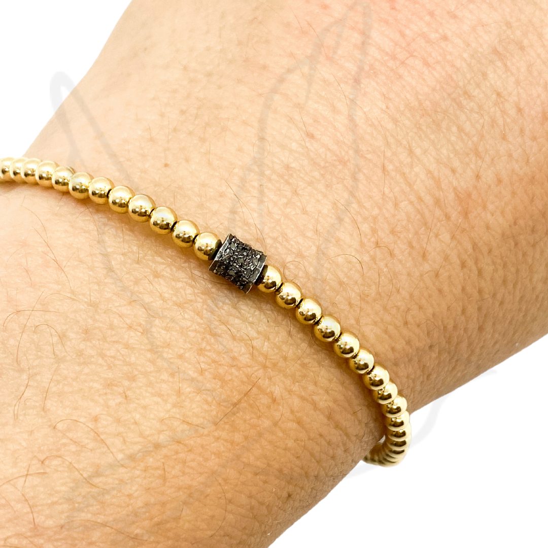The Madi Bracelet – Oxidized Diamond Barrel in Gold-Filled or Sterling Silver