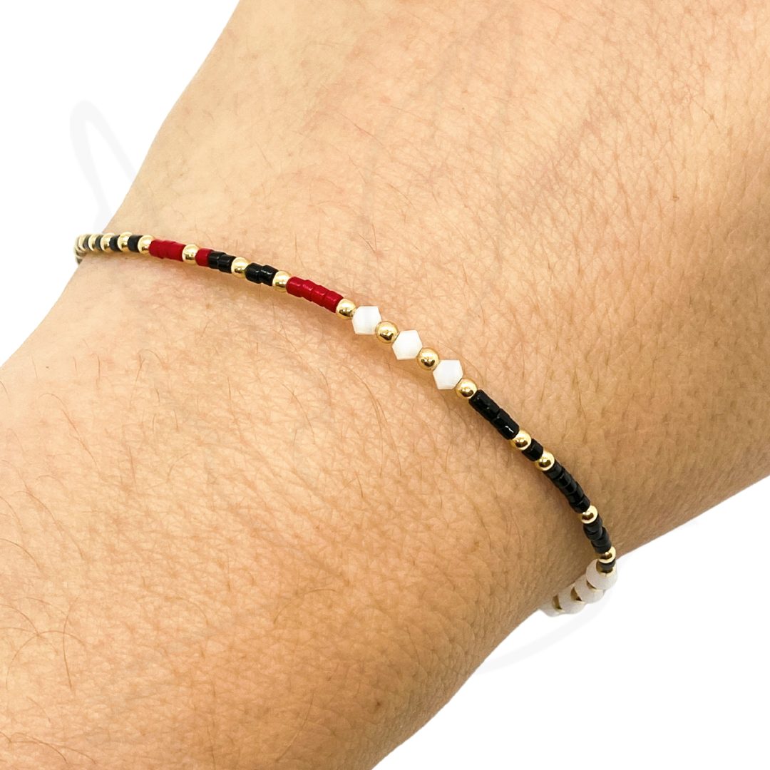 The Hayes – Bold Red & Black Beaded Bracelet