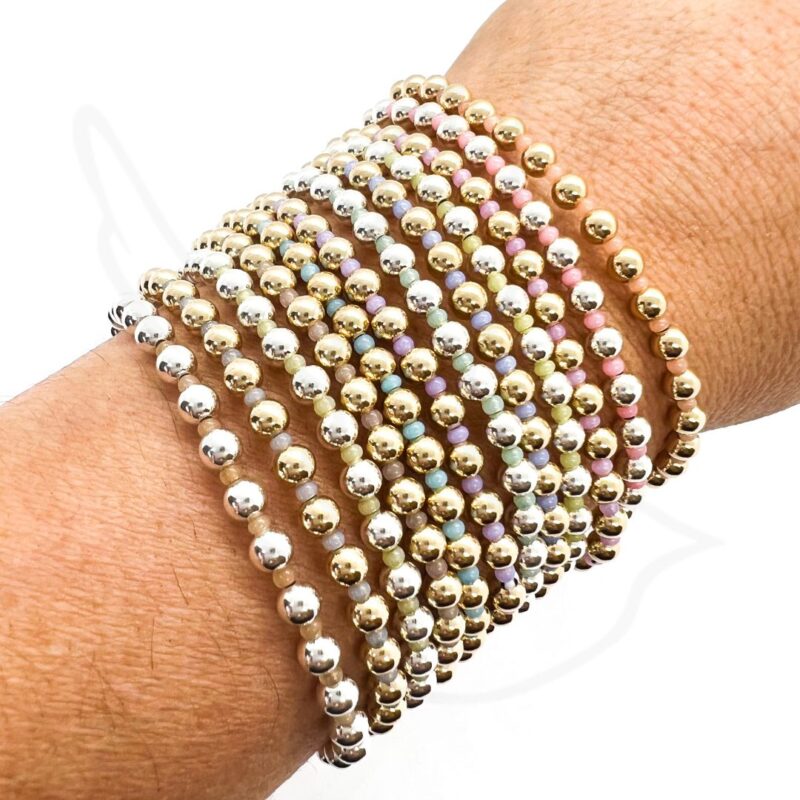 Frosty Pattern Bracelet | Pastel Beads in Gold-Filled or Sterling Silver