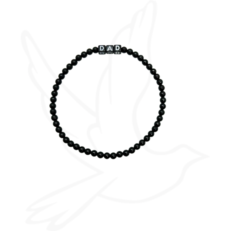 Black Onyx Custom Wrist Reminder Bracelet | Custom Name or Bead-Only Option | Great Gift for Him or Her