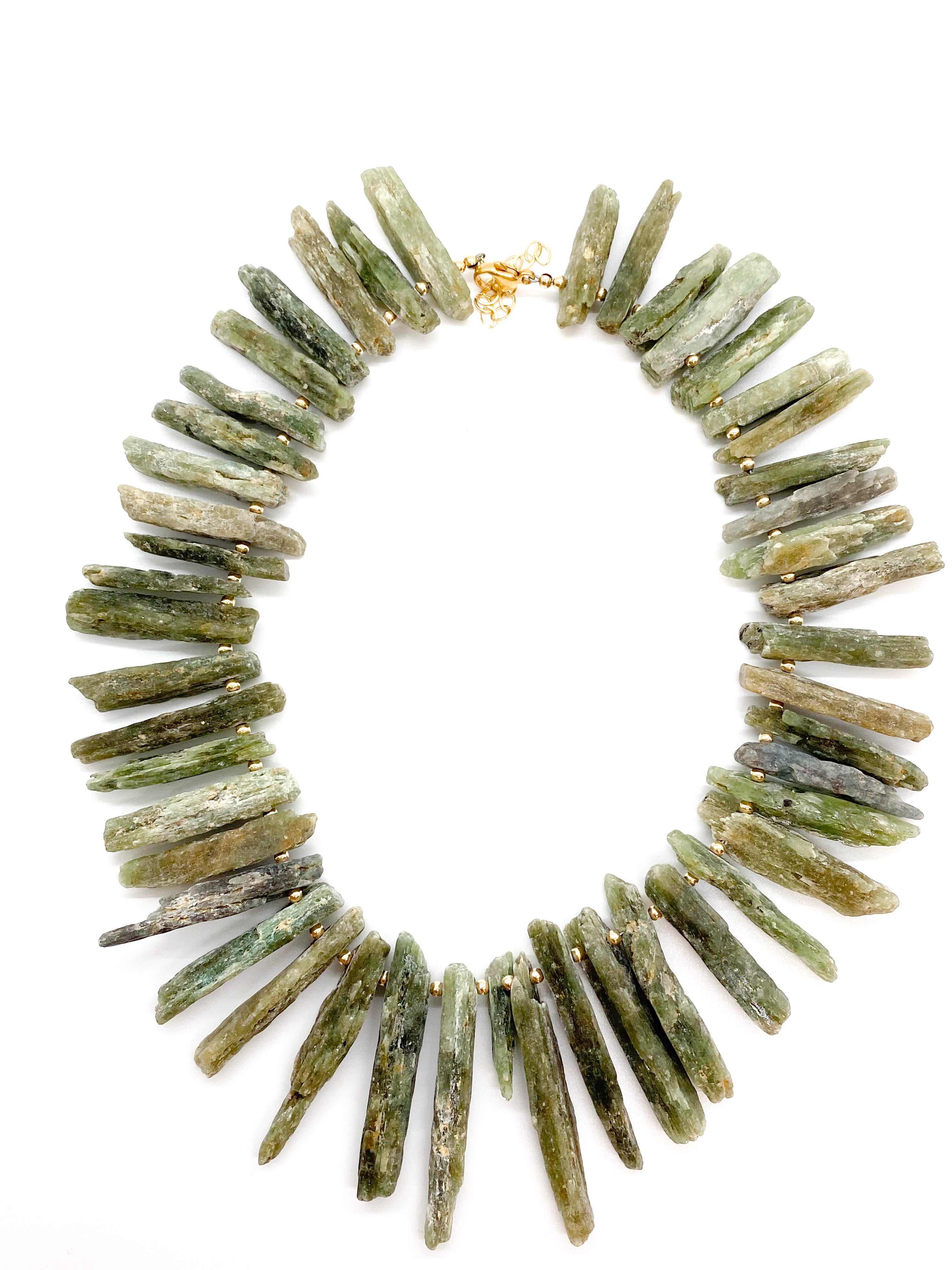Green Goddess Necklace | Green Kyanite Statement Necklace with Gold-Filled or Sterling SilverAccents