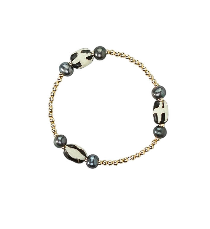 Nomad Nights Bracelet | African Glass, Pearl & Gold Filled or Sterling Silver