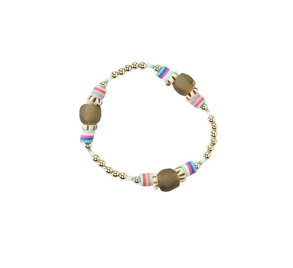 Confetti Coast Bracelet | Sea Glass & Gold Filled or Sterling Silver Stackable